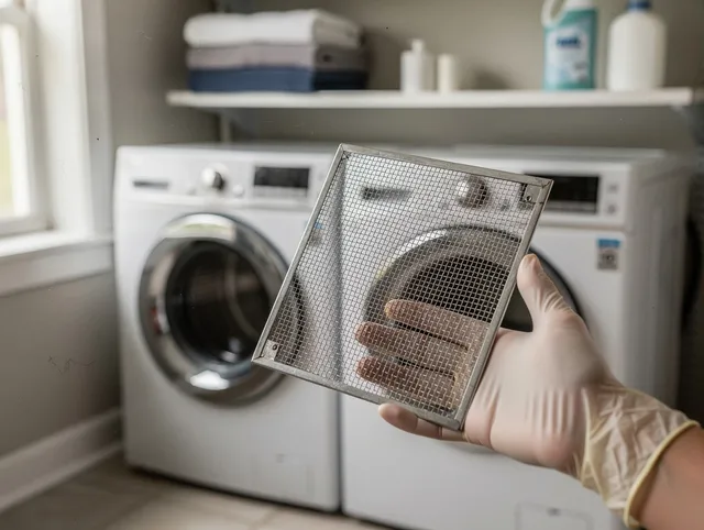 Bonita Springs Dryer Vent Cleaning specialist performing detailed lint trap cleaning service in Bonita Springs