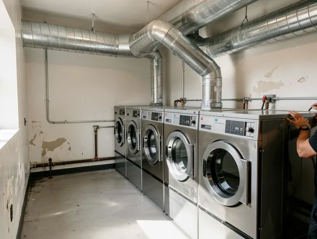Bonita Springs Dryer Vent Cleaning team performing large-scale commercial dryer vent cleaning in Bonita Springs