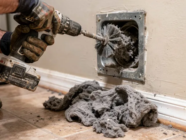 Certified Bonita Springs Dryer Vent Cleaning technician performing dryer vent cleaning in Bonita Springs