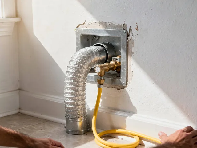 Bonita Springs Dryer Vent Cleaning certified technician performing specialized gas dryer vent cleaning in Bonita Springs